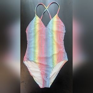 Rue21 Rainbow Stripe One Piece Swimsuit